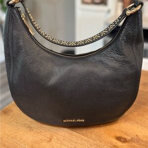 Michael Kors Lydia Black Leather Studded Strap Hobo Shoulder Bag